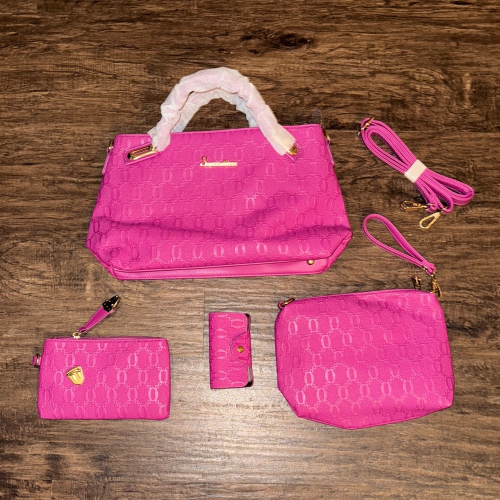 Hot Pink Women's Tote Bag Set